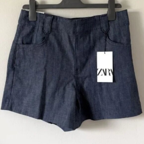 ZARA Denim Shorts Women’s Large Blue - Picture 1 of 3